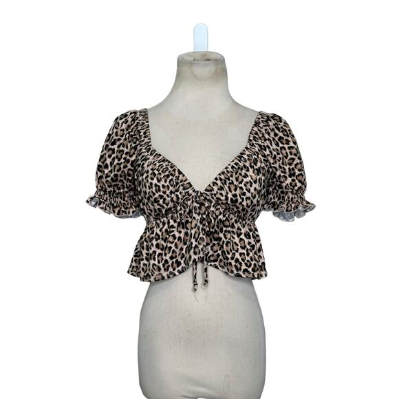 Urban Outfitters animal print short sleeves crop top size Small - Picture 9 of 9